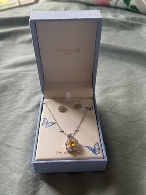 Stella Rose London Silver Necklace with Matching Earrings NWT